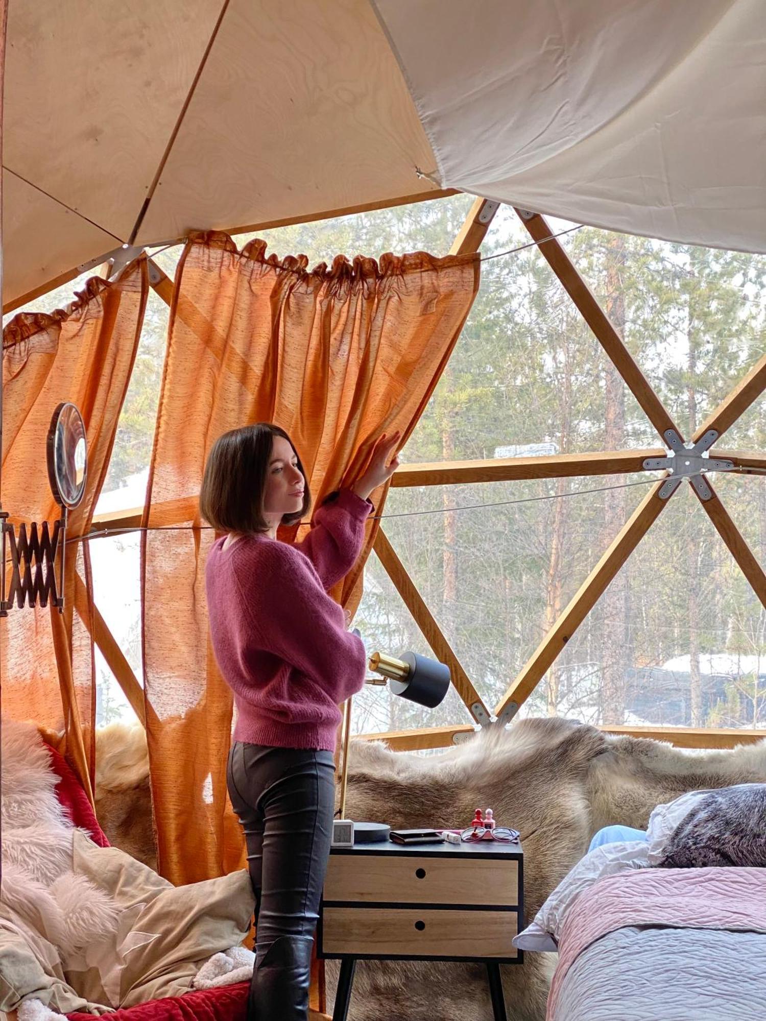 Aurora Igloo Fireplace-Heated Tents In A Secret Forest With Private Jacuzzi And Shared Sauna Bathroom And Dog Friendly روفانييمي المظهر الخارجي الصورة